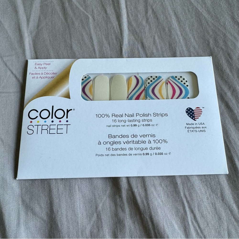 *Retired* Color Street: Cool Beans | 80s Retro Waves Polka Dots White Blue Pink - Picture 3 of 11